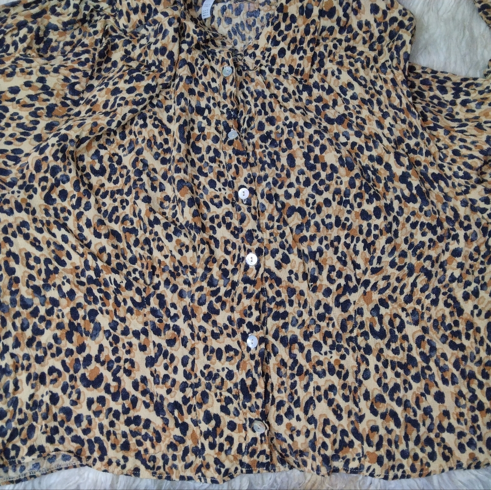 Zara Trf Collection Leopard Print Button Down Blo… - image 8